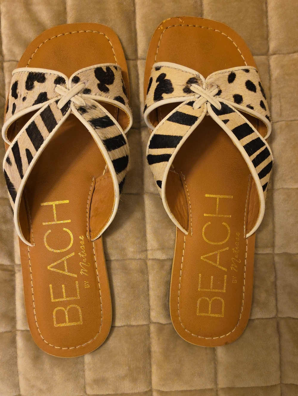 BEACH by Matisse Leopard & Zebra Print Leather Slide Sandals